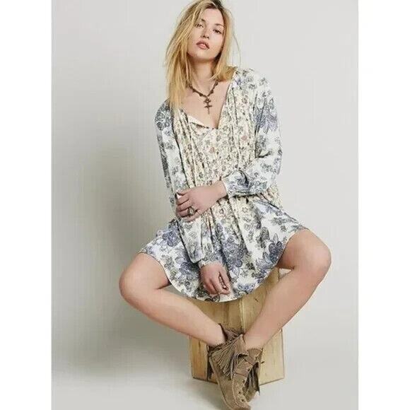 Free People Lucky Loosey Flowy Boho Dress in Honeysuckle Floral Size Small - Picture 1 of 8